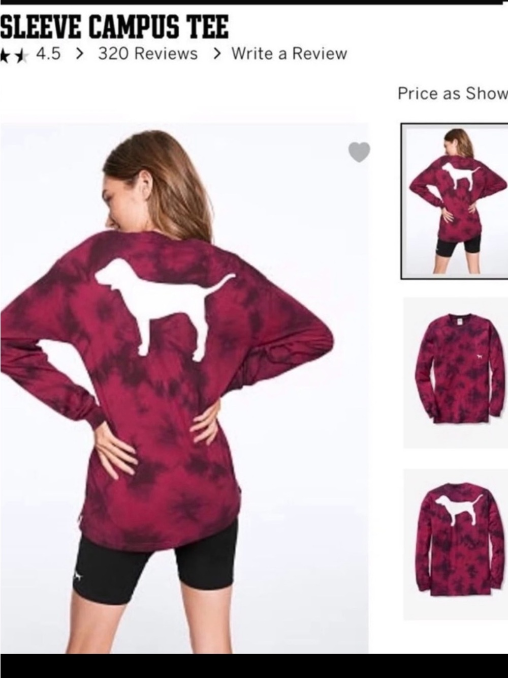 PINK BY VS long sleeve Campus Tee ruby tie dye sm 2019 collection